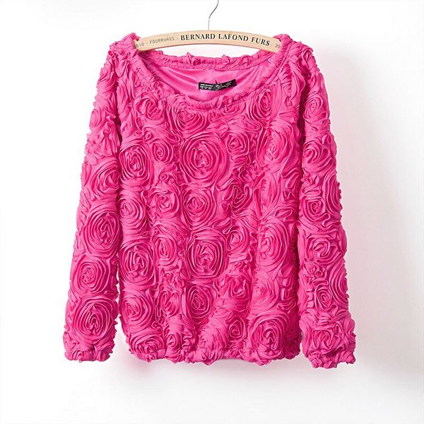 2015 brand pullover women 3d flowers sweater three dimensional roses wrist sleeve pullover sweater women ing, White;black